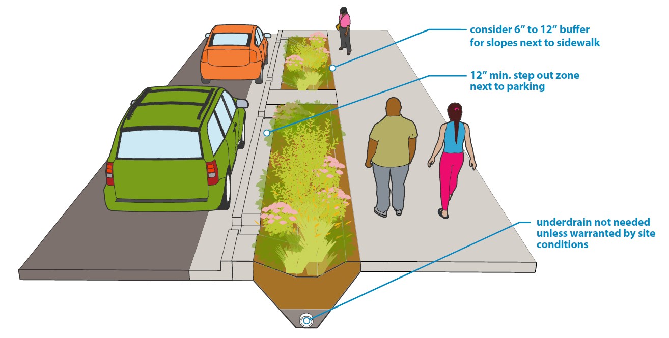 Illustration: Sloped Surface Bioswale