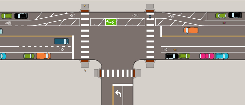 Illustration: Bike lanes at t-intersections