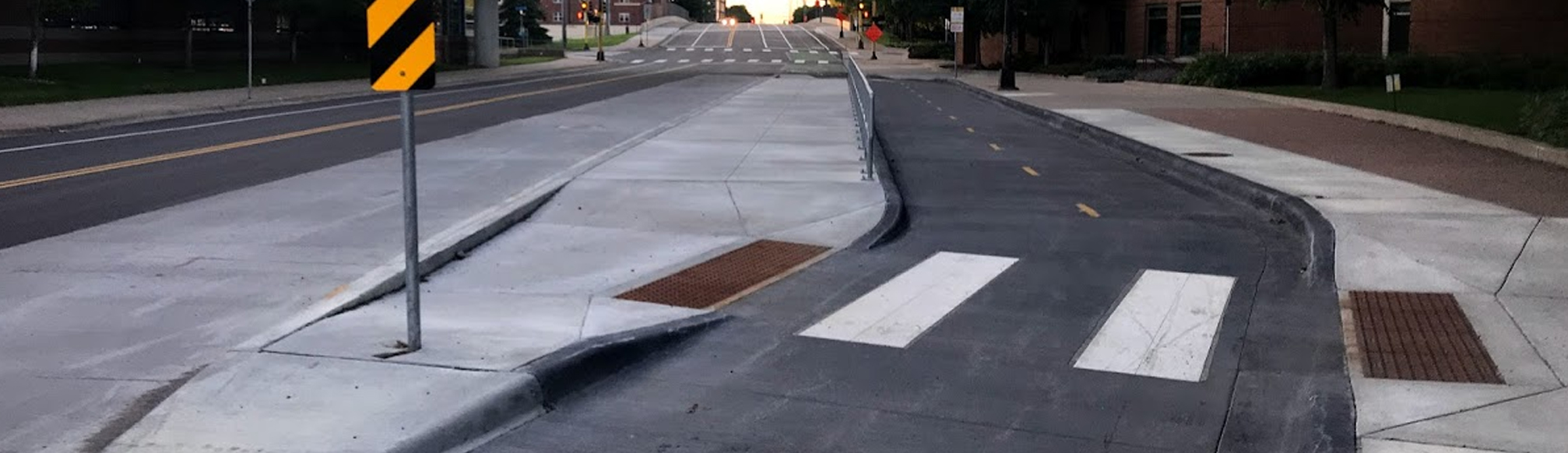 Bus stop and bike lane