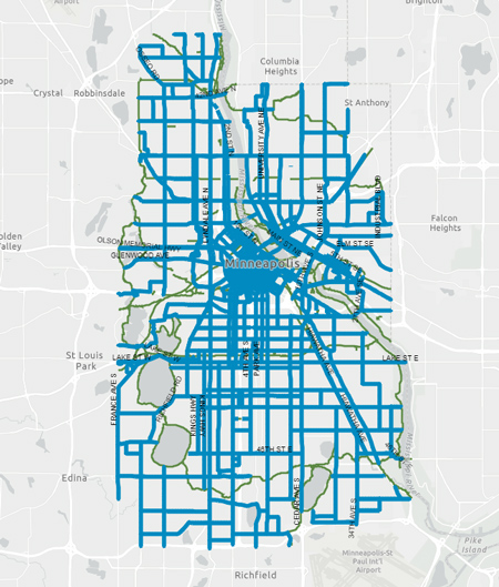 Map of the Pedestrian Priority Network