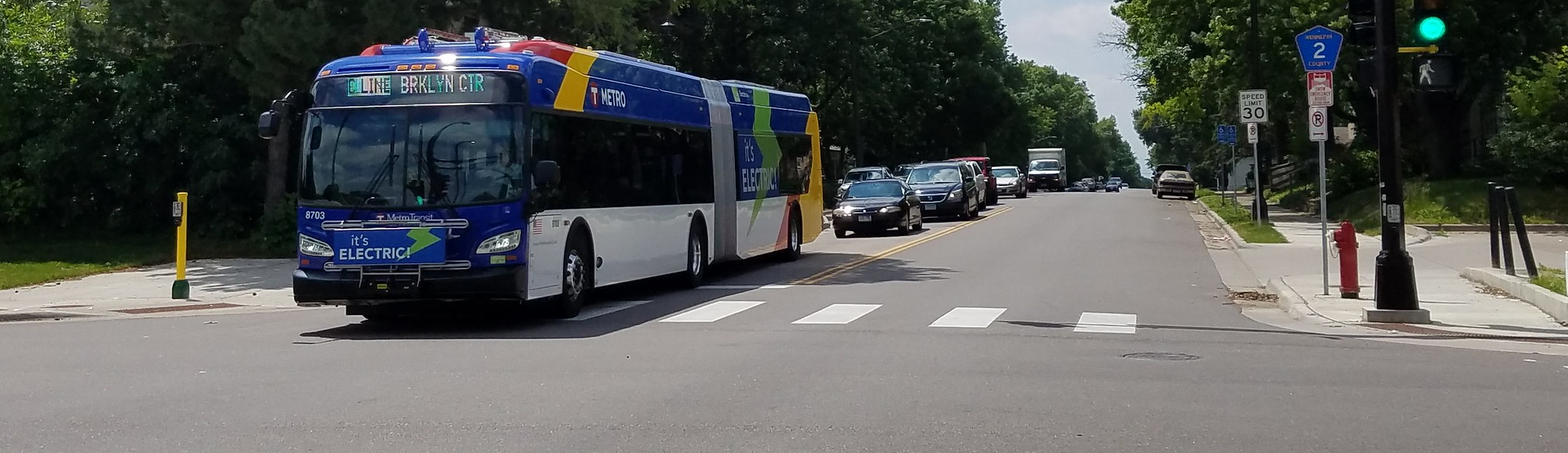 Roadway with bus